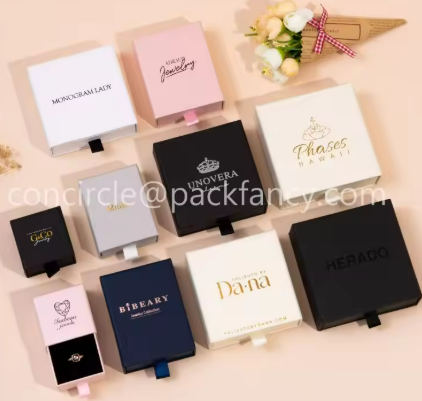 1000pcs 5x5x3.5cm +1000pcs 7x9x3cm black drawer box with logo