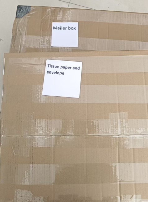 Balance fee for mailer box, envelope and tissue paper